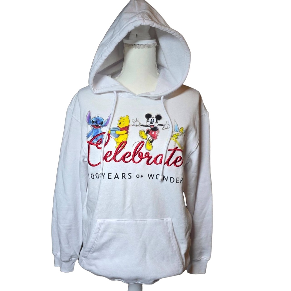 Disney 100 Years Of Wonder Celebrate Hoodie‎ Women's Junior L 11/13 White
